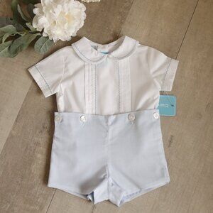 Bobby Suit Blue White Feather Stitch Boutique NWT Portrait Special Occasion NWT